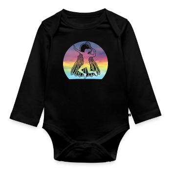 Badmintonspielerinnen Shuttlecock Mädchen - Baby Bio-Langarm-Body - Schwarz - Vorne