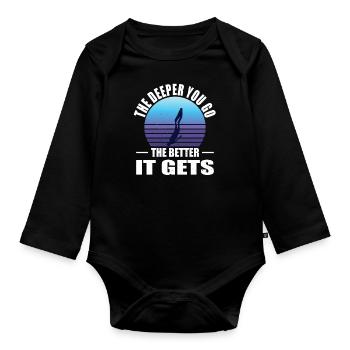 Freediving Apnea Free Dive Diving - Organic Longsleeve Baby Bodysuit - black - Front