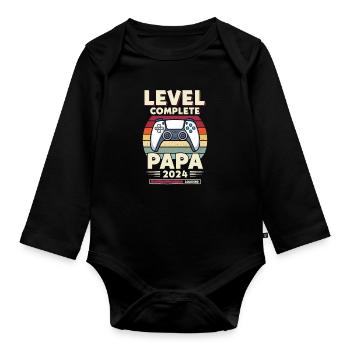 Level Complete PAPA 2023 Loading Controller - Organic Longsleeve Baby Bodysuit - black - Front
