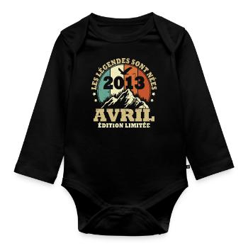 Les légendes sont nées en Avril 2013 Vintage - Body Bébé bio manches longues - noir - Devant