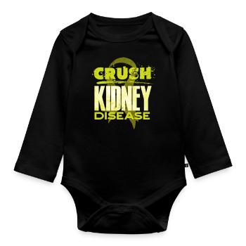 Awareness of kidney disease, kidney - Organic Longsleeve Baby Bodysuit - black - Front