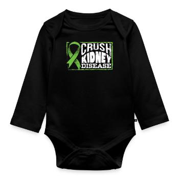 Awareness of kidney disease, kidney - Organic Longsleeve Baby Bodysuit - black - Front
