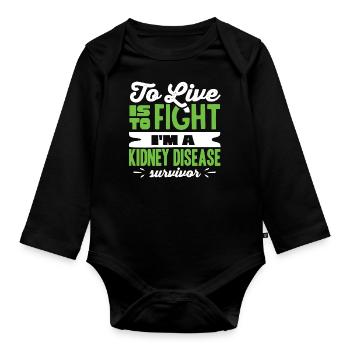 Awareness of kidney disease, kidney - Organic Longsleeve Baby Bodysuit - black - Front