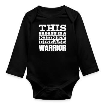 Awareness of kidney disease, kidney - Organic Longsleeve Baby Bodysuit - black - Front