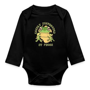 Crapaud grenouille - Body Bébé bio manches longues - noir - Devant