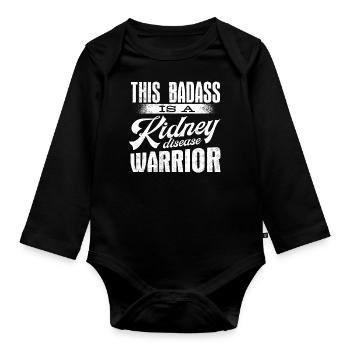 Awareness of kidney disease, kidney - Organic Longsleeve Baby Bodysuit - black - Front