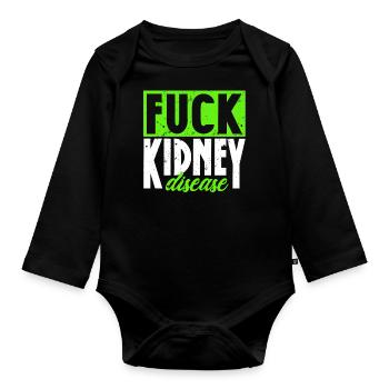 Awareness of kidney disease, kidney - Organic Longsleeve Baby Bodysuit - black - Front