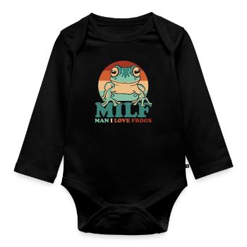 Frog Toad - Organic Longsleeve Baby Bodysuit - black - Front