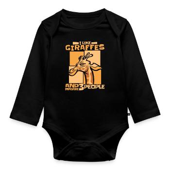 Giraffe Animal Africa Giraffes - Organic Longsleeve Baby Bodysuit - black - Front