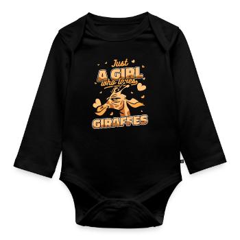Giraffe Animal Africa Giraffes - Organic Longsleeve Baby Bodysuit - black - Front