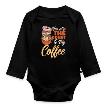 Café et beignets que vous êtes le beignet au petit-déjeuner - Body Bébé bio manches longues - noir - Devant