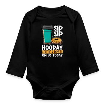 Coffee & Doughnuts Sip Sip Hooray Coffee Bean - Baby Bio-Langarm-Body - Schwarz - Vorne
