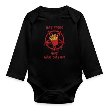 Mangez des frites et saluez Satan - Body Bébé bio manches longues - noir - Devant