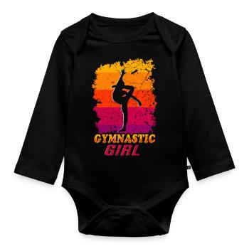 Gymnastics Girls Gymnast Acrobatics - Organic Longsleeve Baby Bodysuit - black - Front
