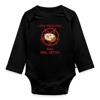 Aimez les hérissons et saluez Satan - Body Bébé bio manches longues - noir - Devant