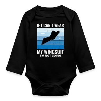 Wingsuit fliegen Base Jumping Fallschirmspringen Wingsuiting - Baby Bio-Langarm-Body - Schwarz - Vorne