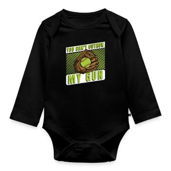Softball drôle - Body Bébé bio manches longues - noir - Devant
