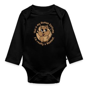 Wombat Animal Australia Womabts - Organic Longsleeve Baby Bodysuit - black - Front