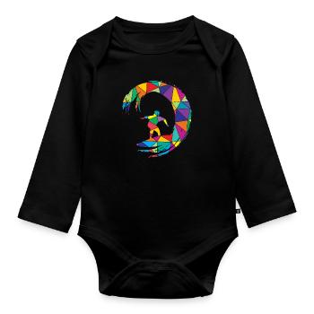 Surfeur Polygone Surfeurs - Body Bébé bio manches longues - noir - Devant