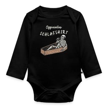 Skelett Offizielles Schlafshirt - Baby Bio-Langarm-Body - Schwarz - Vorne