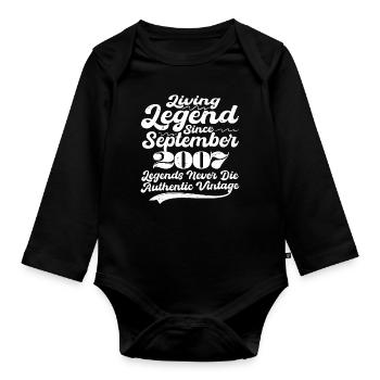 Il était une fois une légende. Septembre 2007 Naissance - Body Bébé bio manches longues - noir - Devant