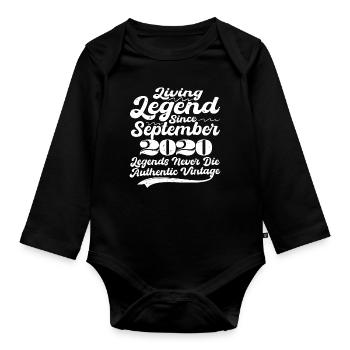 Es war einmal eine Legende. September 2020 Geburts - Baby Bio-Langarm-Body - Schwarz - Vorne