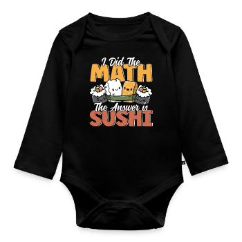 Drôle Sushi Math Cute Kawaii Cuisine Japonaise - Body Bébé bio manches longues - noir - Devant