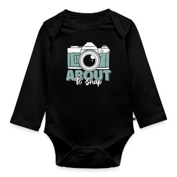 Über Snap Funny Vintage Camera Lover - Baby Bio-Langarm-Body - Schwarz - Vorne