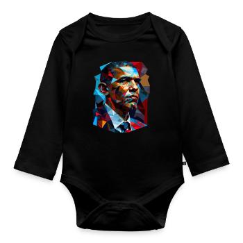 Pop Art d’Obama - Body Bébé bio manches longues - noir - Devant