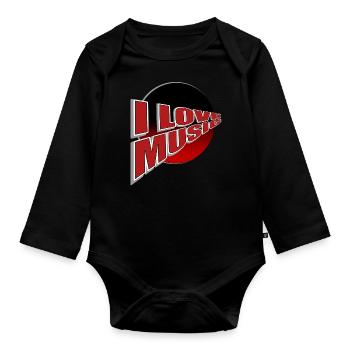 I love music - do you? - Organic Longsleeve Baby Bodysuit - black - Front