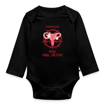 Féminisme et Je vous salue Satan - Body Bébé bio manches longues - noir - Devant