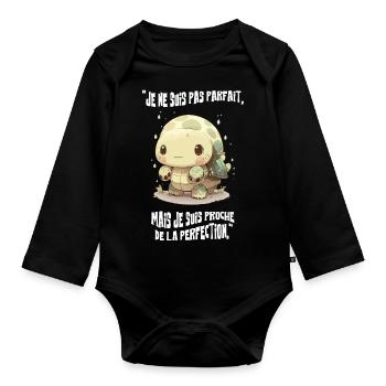 je ne suis pas parfait - Body Bébé bio manches longues - noir - Devant
