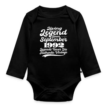 Il était une fois une légende. Septembre 1992 Naissance - Body Bébé bio manches longues - noir - Devant