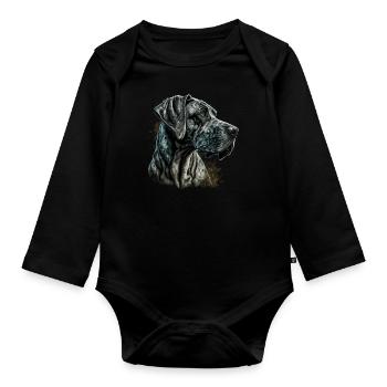 Great Dane - Organic Longsleeve Baby Bodysuit - black - Front