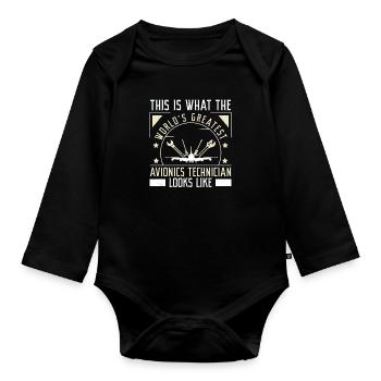 Fantastic, this is what the world's best - Organic Longsleeve Baby Bodysuit - black - Front