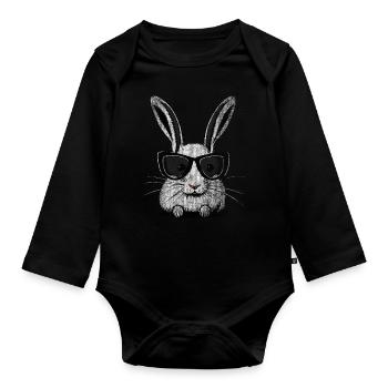 Rabbit White Sunglasses - Organic Longsleeve Baby Bodysuit - black - Front