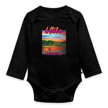 Utila, Honduras Sunset - Organic Longsleeve Baby Bodysuit - black - Front