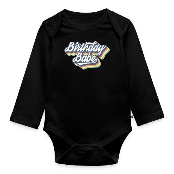 Birthday Babe Matching Group Birthday Party Gift - Organic Longsleeve Baby Bodysuit - black - Front