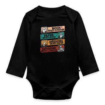 Ciseaux en papier rock crosse crosse Polo Crosse - Body Bébé bio manches longues - noir - Devant