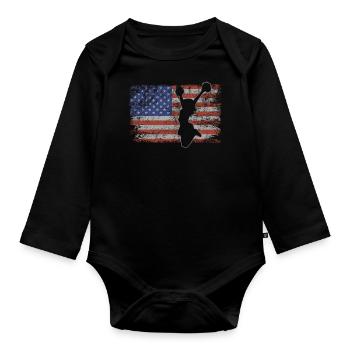 Cheerleading Retro USA Flag 4 juillet - Body Bébé bio manches longues - noir - Devant