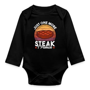 Nur noch ein Steak Ich verspreche lustigen Retro-Sonnenuntergang - Baby Bio-Langarm-Body - Schwarz - Vorne