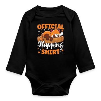 Chemise officielle de sieste Cute Kawaii Sleeping Red - Body Bébé bio manches longues - noir - Devant