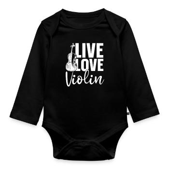 Violin Violin Love - Organic Longsleeve Baby Bodysuit - black - Front