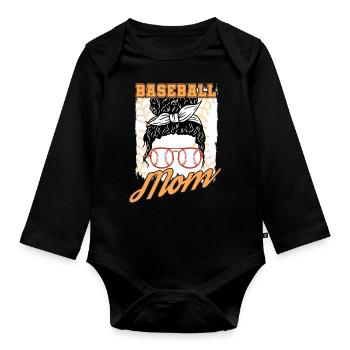 Maman baseball - Body Bébé bio manches longues - noir - Devant