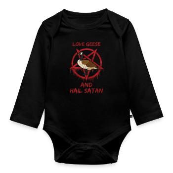 Aimez les oies et saluez Satan - Body Bébé bio manches longues - noir - Devant