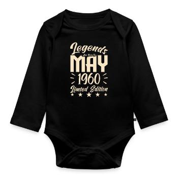 Naissance En mai 1960 Cadeau d'anniversaire 1960. - Body Bébé bio manches longues - noir - Devant