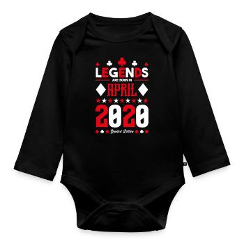 cadeau d'anniversaire avril 2020. jeux de carte. - Body Bébé bio manches longues - noir - Devant