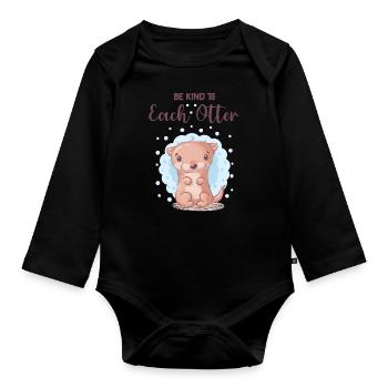 Be nice to every otter - Organic Longsleeve Baby Bodysuit - black - Front