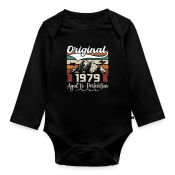 1979 - Cadeau né en 1979 - Body Bébé bio manches longues - noir - Devant