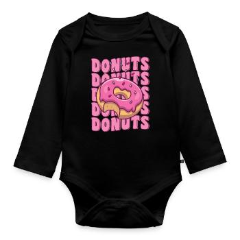 Groovy Pink Donut Squad Saupoudrer Donut Lover - Body Bébé bio manches longues - noir - Devant